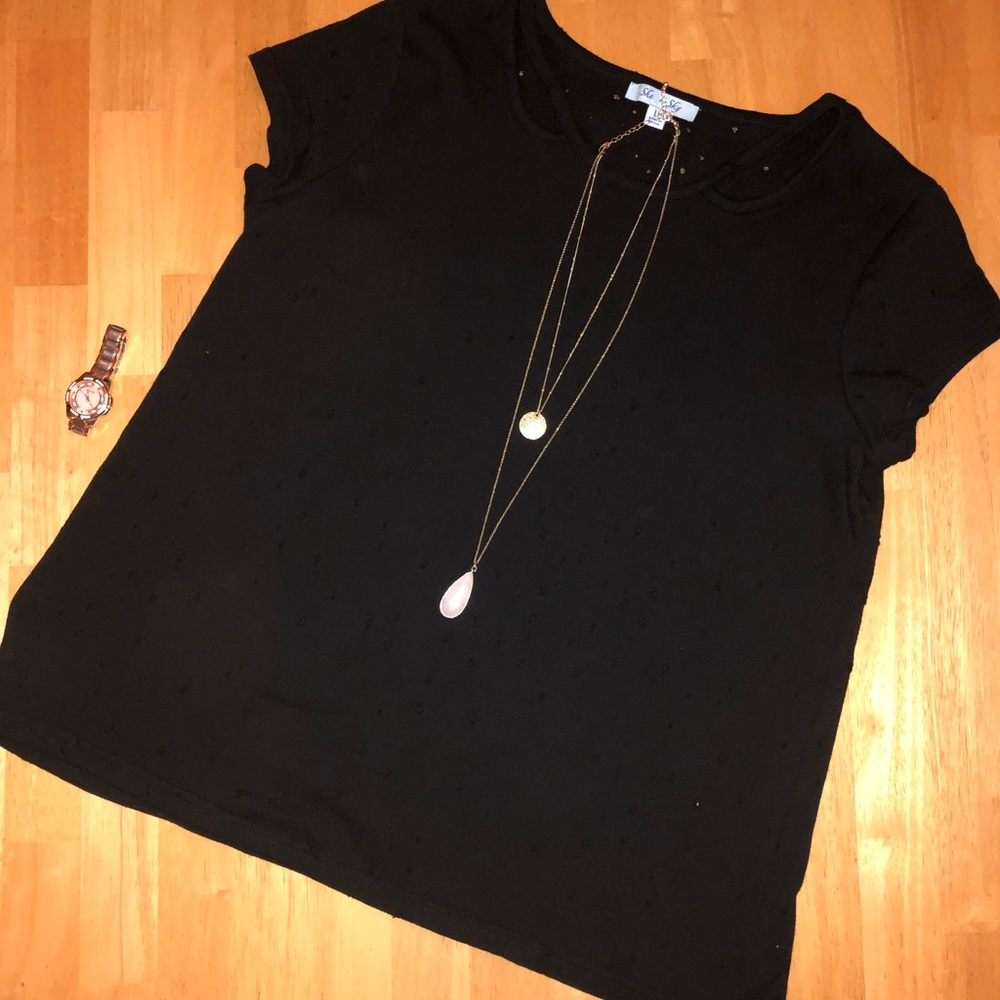 She and Sky Black T Shirt w/ Designed Holes